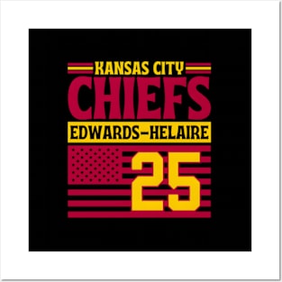 Kansas City Chiefs Edwards-Helaire 25 American Flag Football Posters and Art